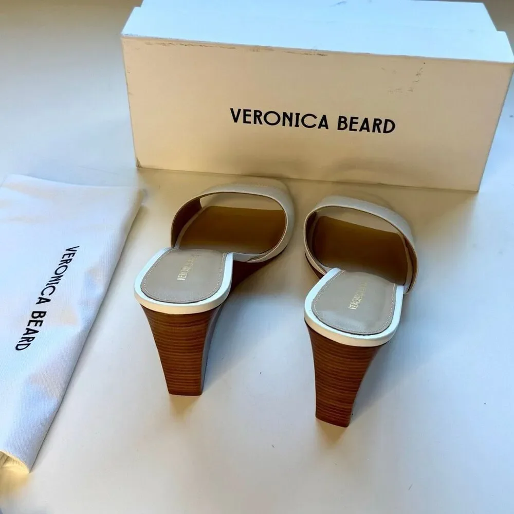 NWT Veronica Beard Ellen wedge sandals in off white/light cream. Size 9